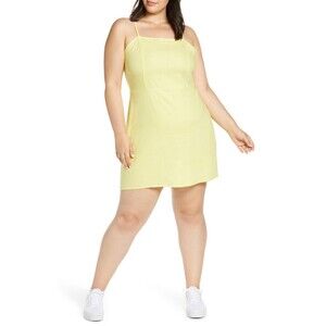 BP. Linen Blend Mini Dress In Light Yellow Plus Size 4X
